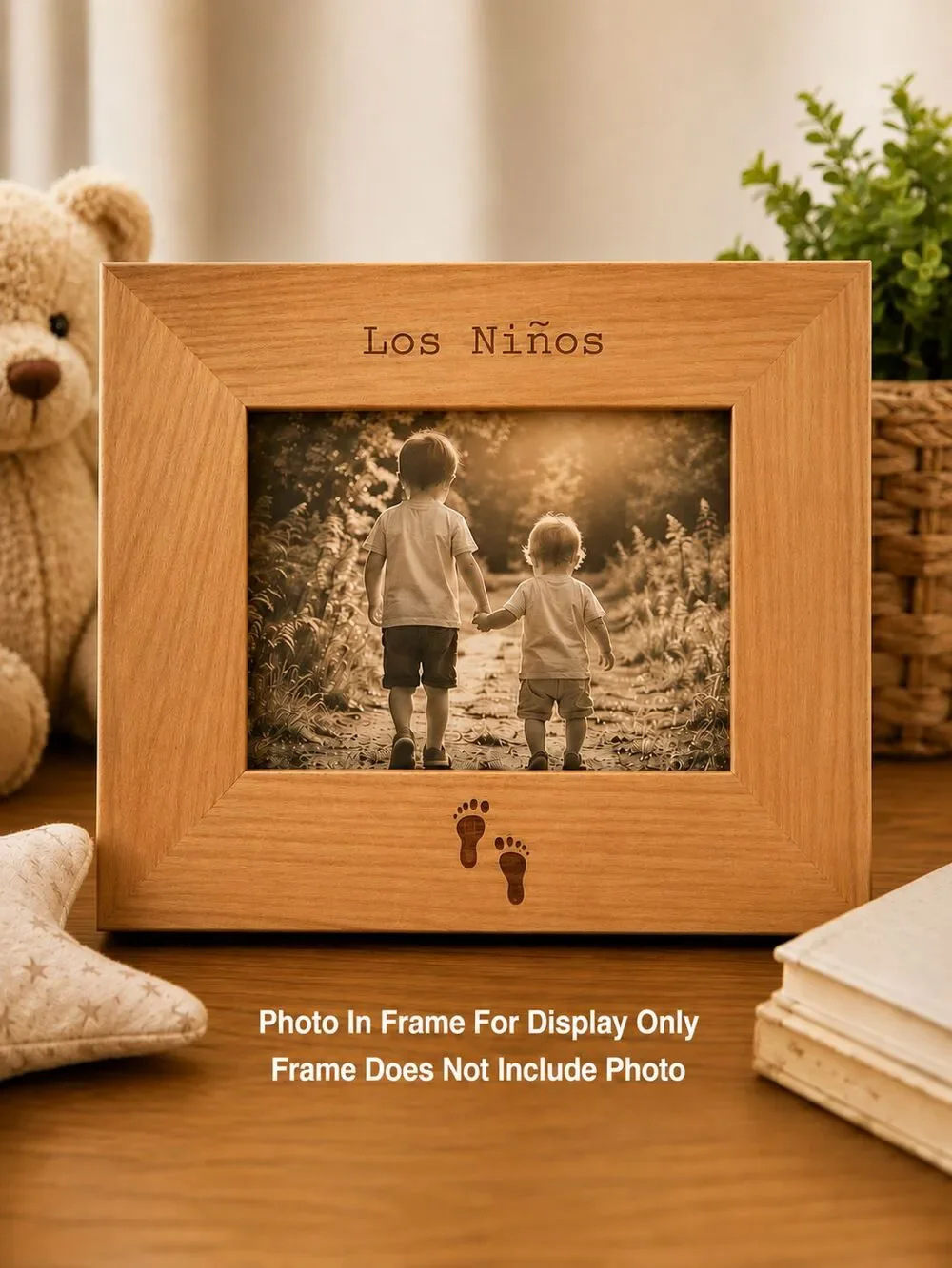 Los Niños Wooden Picture Frame Kids Children Baby Footprints Nursery Decor